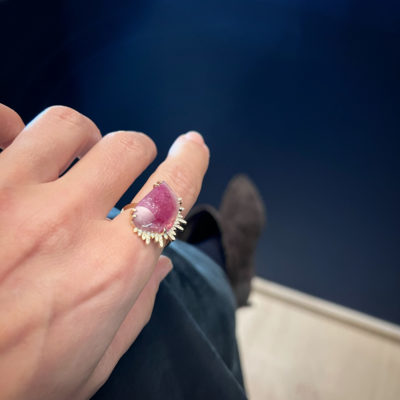 Bague La Sérénissime tourmaline rose et diamants-2