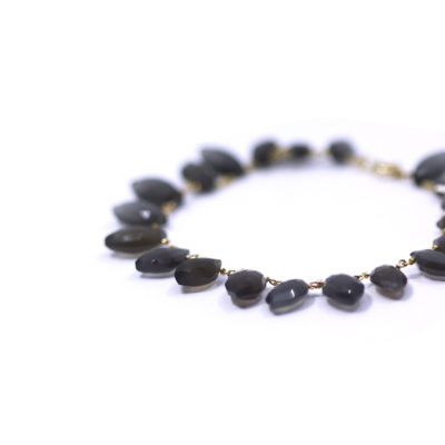 bracelet Plumettes or et pierre de lune grise