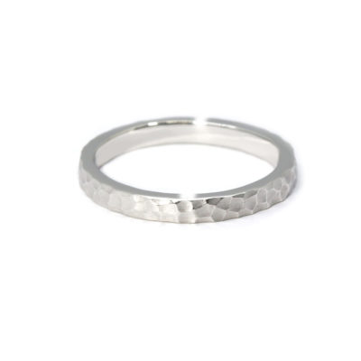 Alliance homme Dan 3mm or blanc martelé