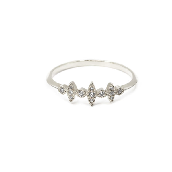 Alliance Marquise or blanc et diamants