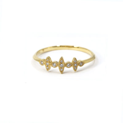 Bague Marquise or jaune et diamants