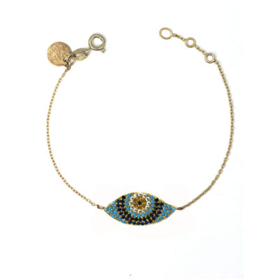 Bracelet oeil bleu zircons 2