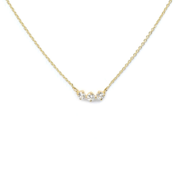 Collier 3 diamants or jaune
