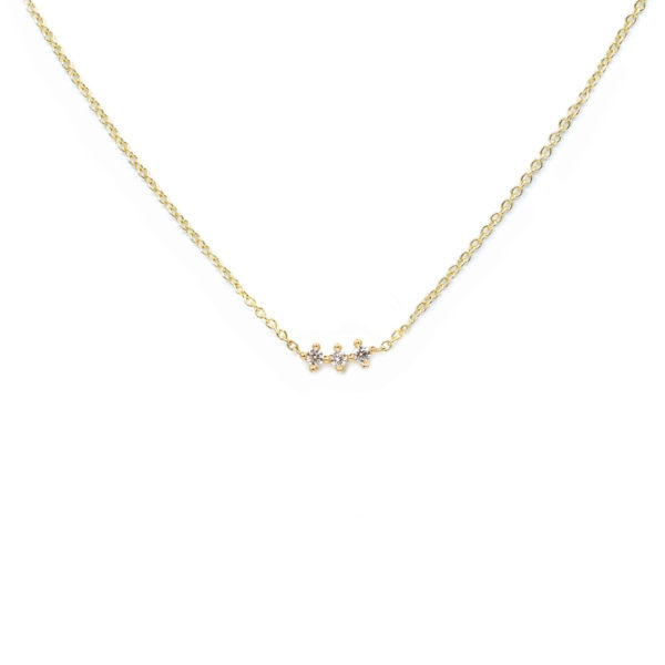 Collier 3 diamants or jaune 2mm