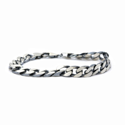 bracelet gourmette Franco homme brossée et oxydée 8mm-2