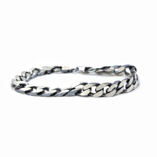 bracelet gourmette Franco homme brossée et oxydée 8mm-2