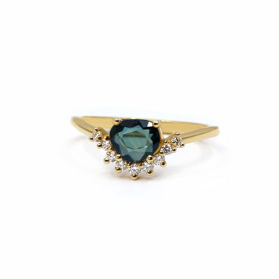 Bague Altea saphir teal et couronne de diamants