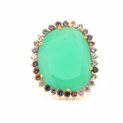 Bague L'Audacieuse chrysoprase et spinelles