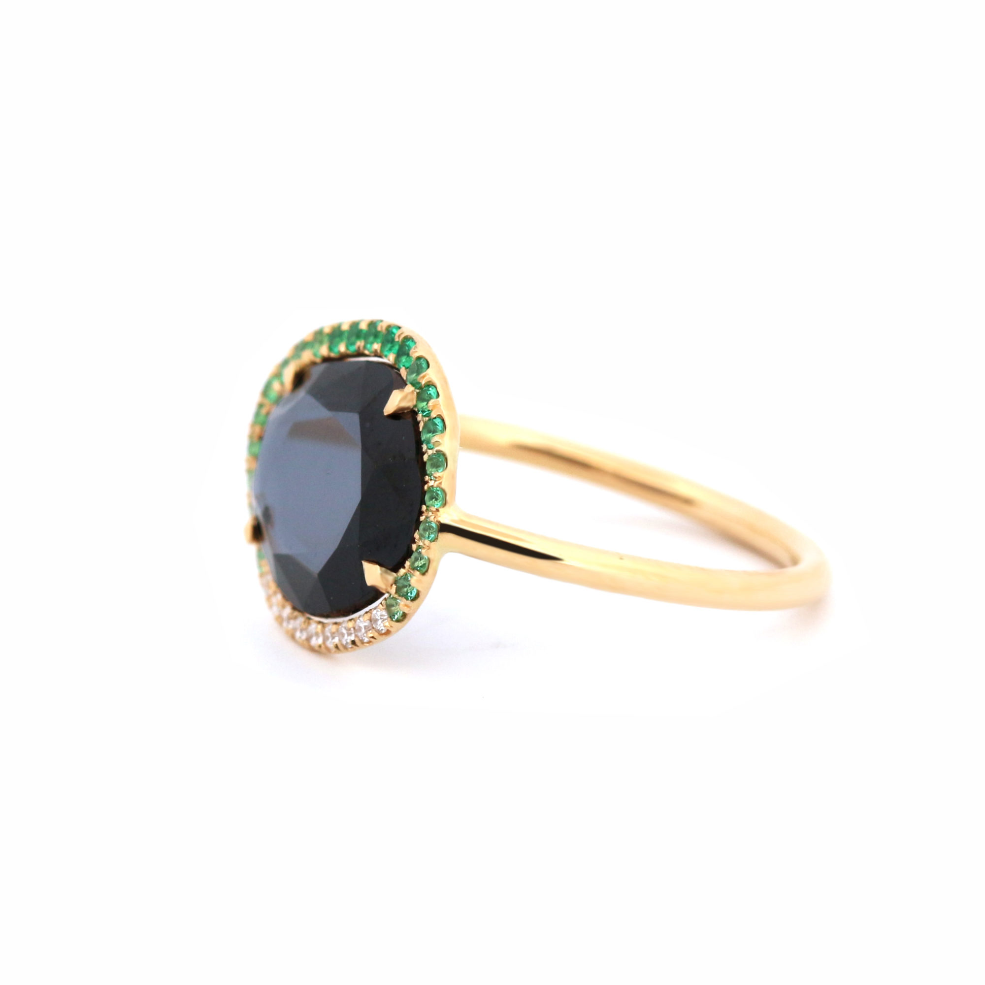 Bague La Lonja, or jaune, spinelle, émeraudes et diamants