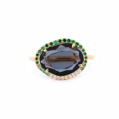 Bague La Lonja, or jaune, spinelle, émeraudes et diamants