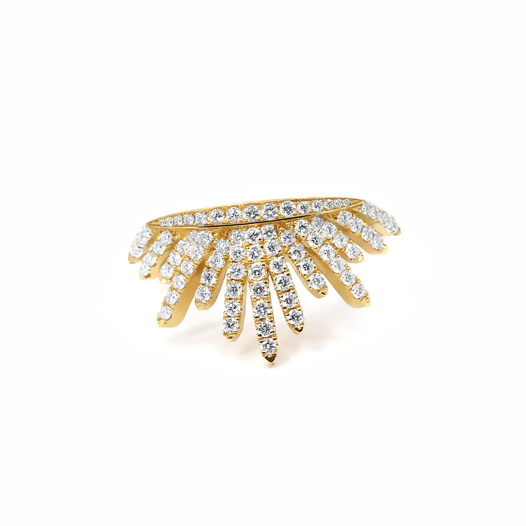 Bague Soleil or jaune et diamants