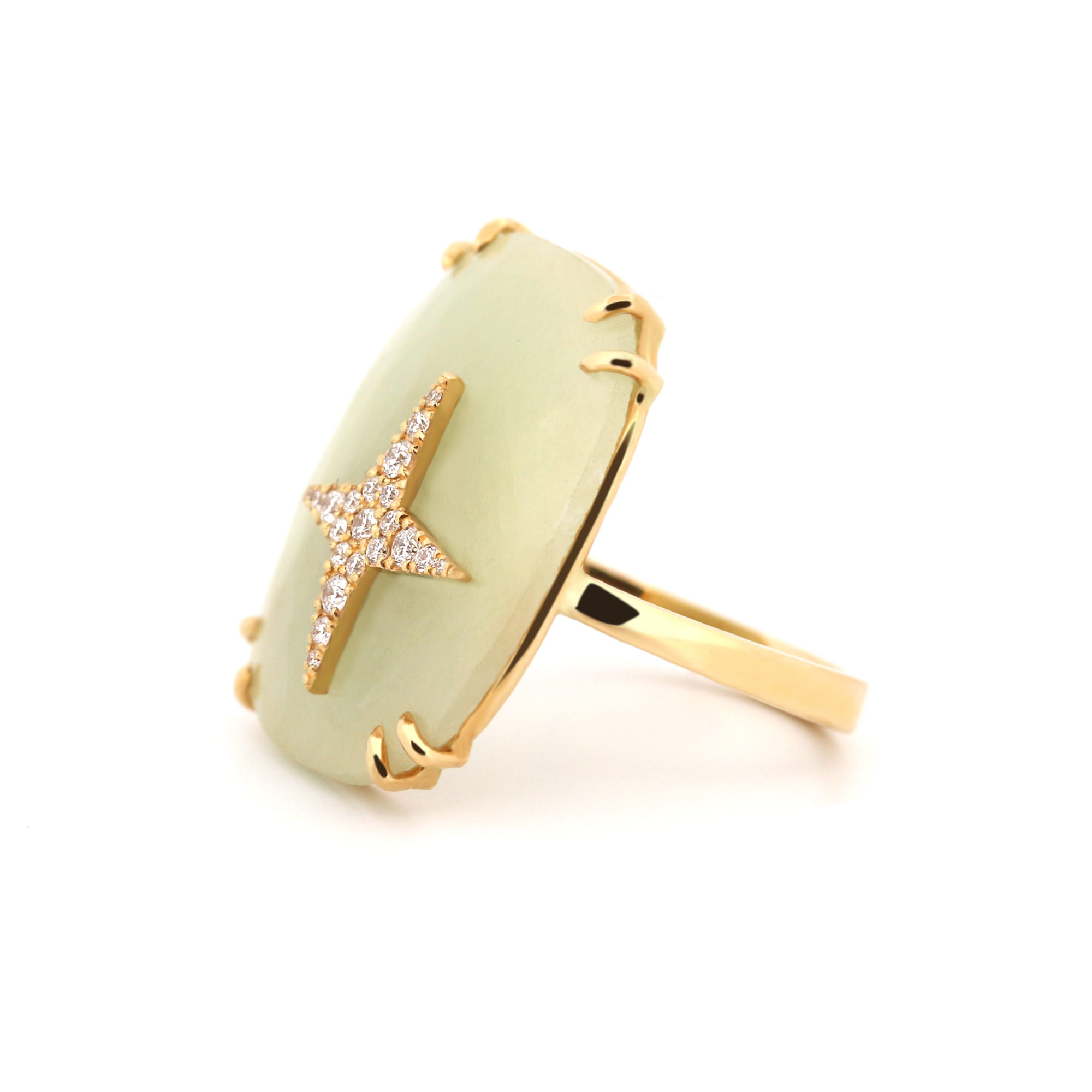 Bague Stella saphir vert or jaune et diamants-2