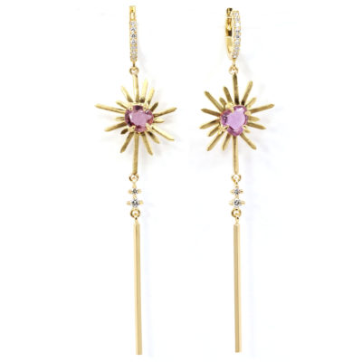 Boucles d'oreilles Soleil et saphirs