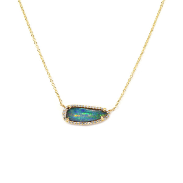 Collier Cosmique opale et diamants