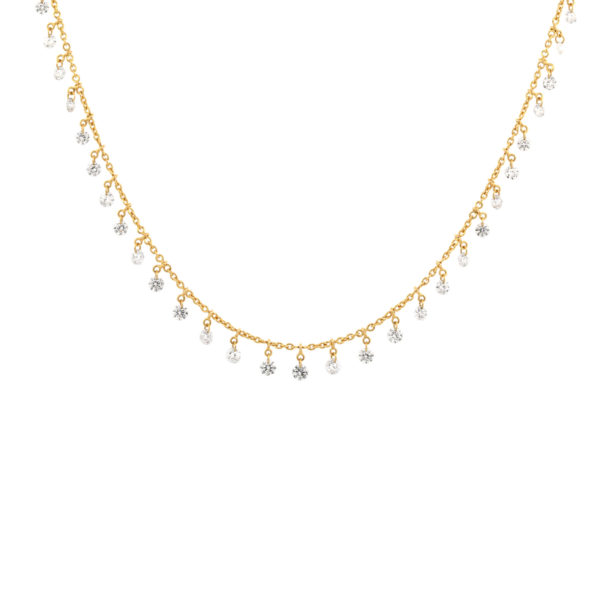 Collier Etincelles #2 or jaune et diamants