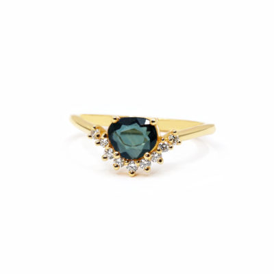 Bague Altea saphir teal et couronne de diamants