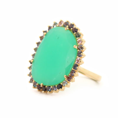Bague L'Audacieuse chrysoprase et spinelles