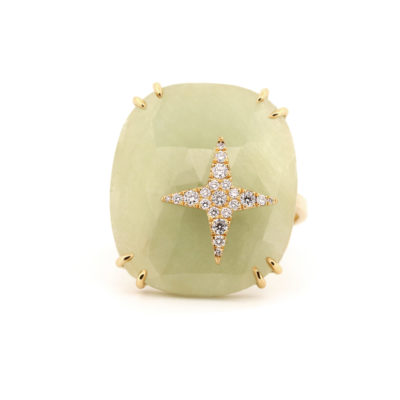 Bague Stella saphir vert or jaune et diamants