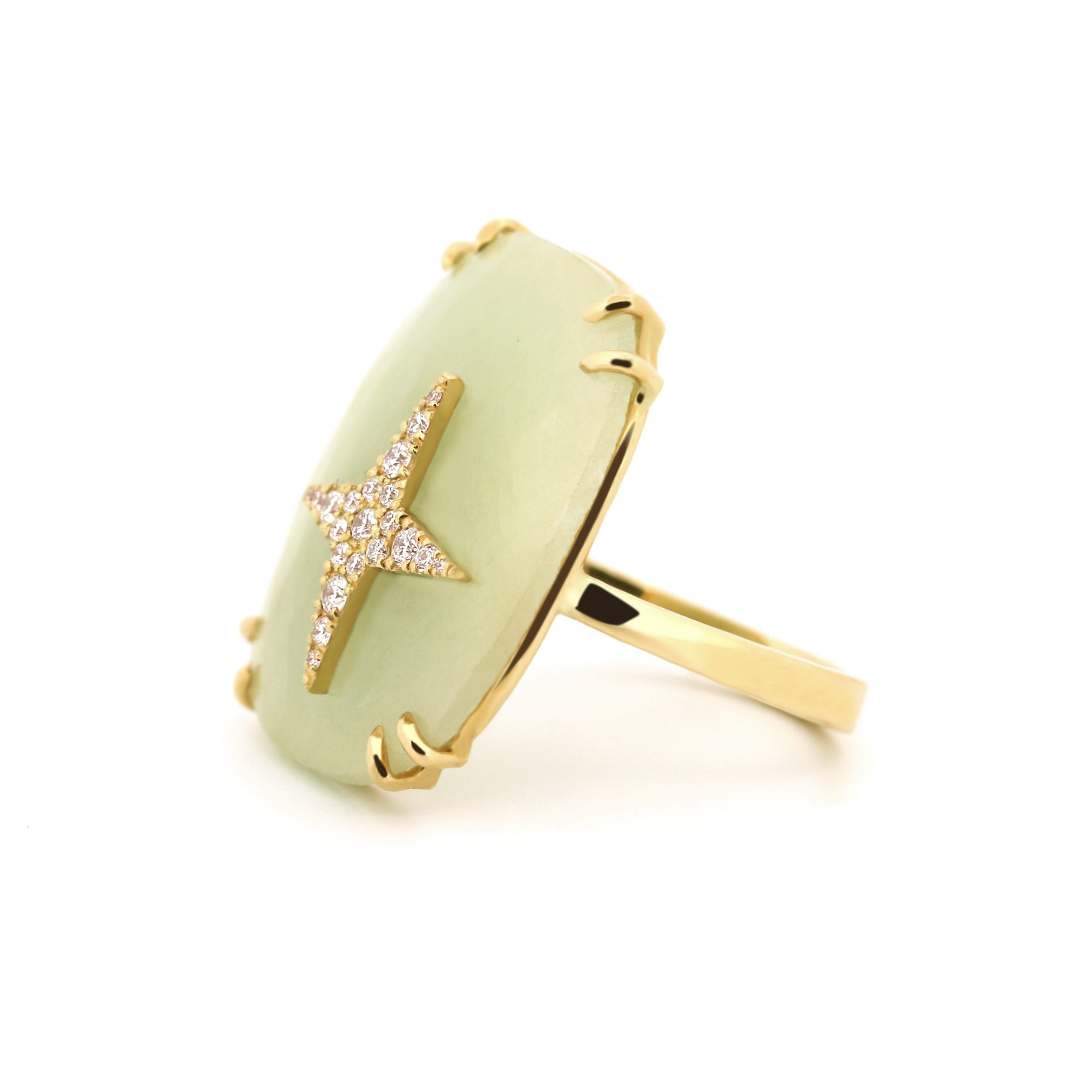 Bague Stella saphir vert or jaune et diamants