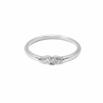 Bague promesse diamants poires or blanc