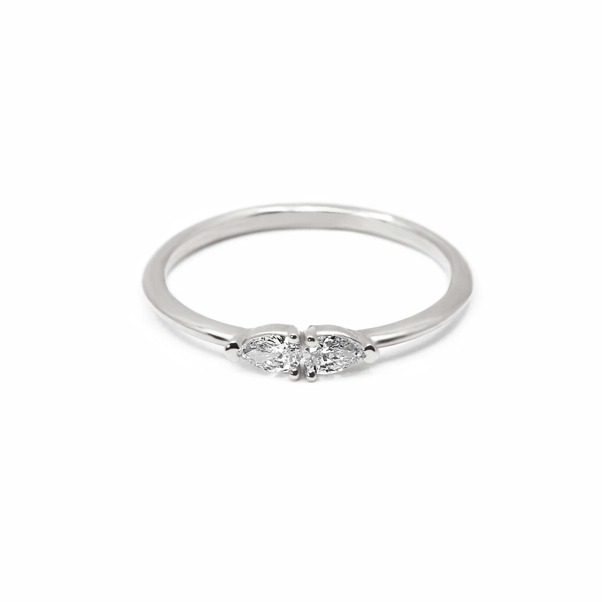 Bague promesse diamants poires or blanc