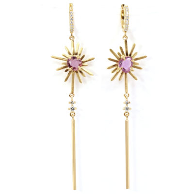 Boucles d'oreilles Comètes diamants et saphirs