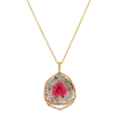 Collier Alba tourmaline grise or jaune et diamants