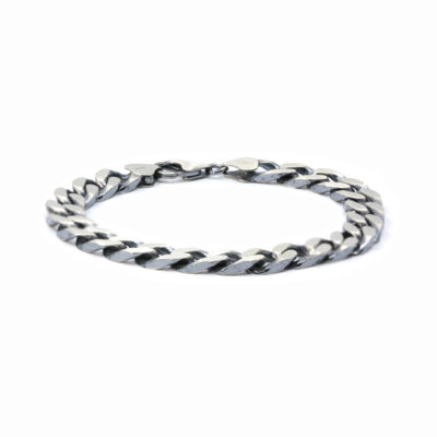 bracelet gourmette Franco homme brossée et oxydée 8mm