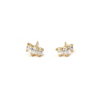 Boucles 3 poires or jaune et diamants