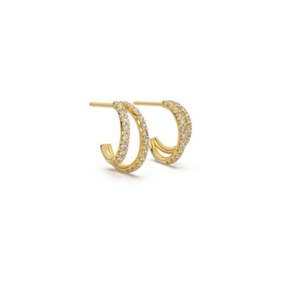 créoles doubles or jaune et diamants-2