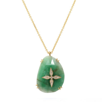 Collier Stella #2 or jaune, diamants et émeraude