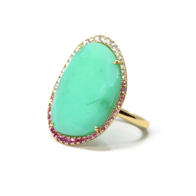 Bague Valencia chrysoprase, saphirs et diamants-2